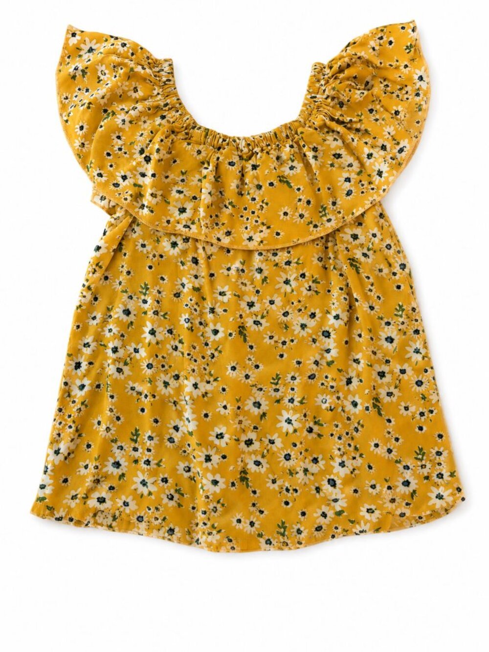 Art Class Mustard Floral Smocked Top